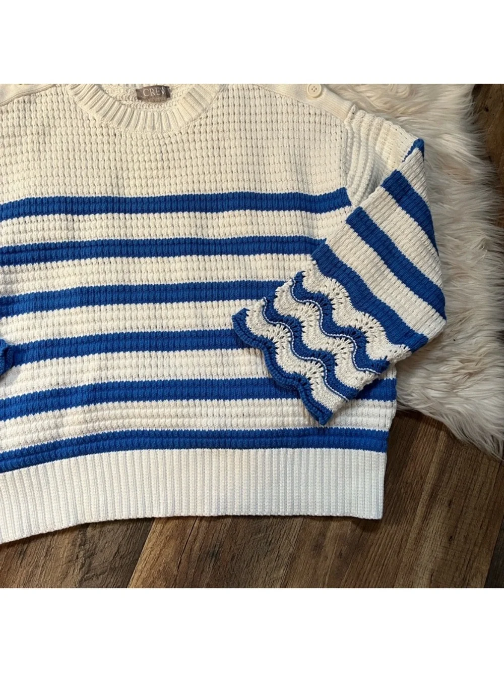 J.Crew Textured crewneck pullover sweater in stripe extra thick and chunky - Picture 7 of 11